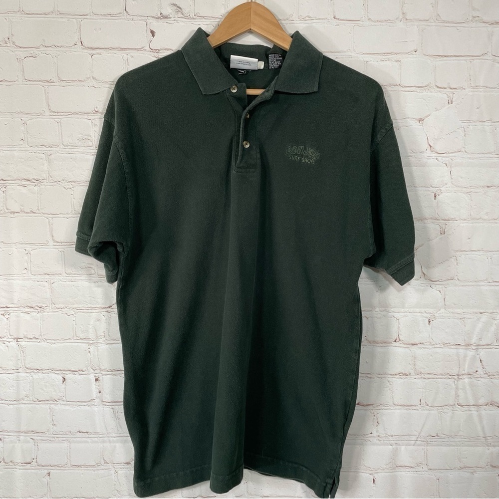 Ron Jon Surf Shop Polo Shirt Mens Size Medium Green Short Sleeve Embroidered